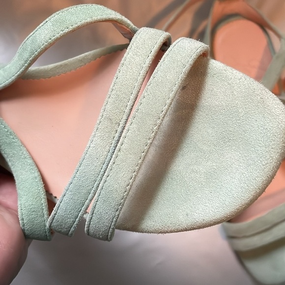J. Crew Seafoam Green Suede Leather Strappy Heeled Sandals size 7 - Picture 6 of 16